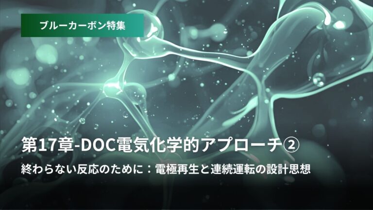 ブルーカーボン特集:第17章 – DOC電気化学的アプローチ  ②終わらない反応のために  電極再生と連続...