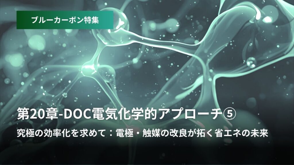 ブルーカーボン特集：第20章-DOC電気化学的アプローチ  ⑤究極の効率化を求めて：電極・触媒の改良が拓く省エネの未来