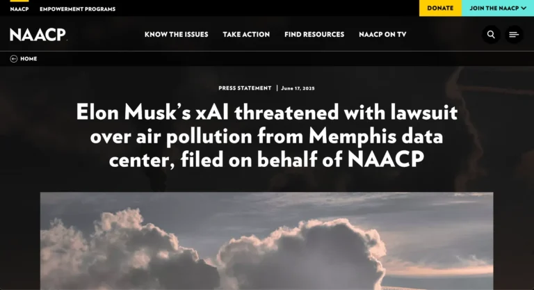 NAACP、イーロンマスクのxAIデータセンターからの大気汚染を提訴