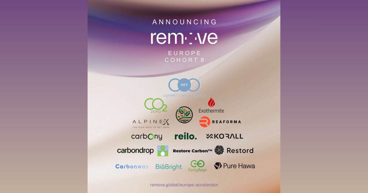 「欧州CDR加速プログラム第8期を発表　「remove」が16社のCO2除去スタートアップを採択」のアイキャッチ画像