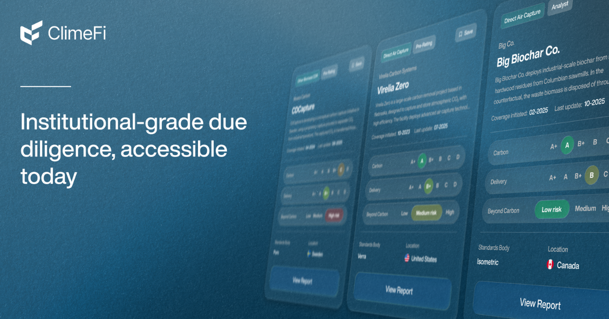 「カーボンクレジットのの不透明性を解消　ClimeFiが「CDRデューデリジェンス」基盤を公開」のアイキャッチ画像